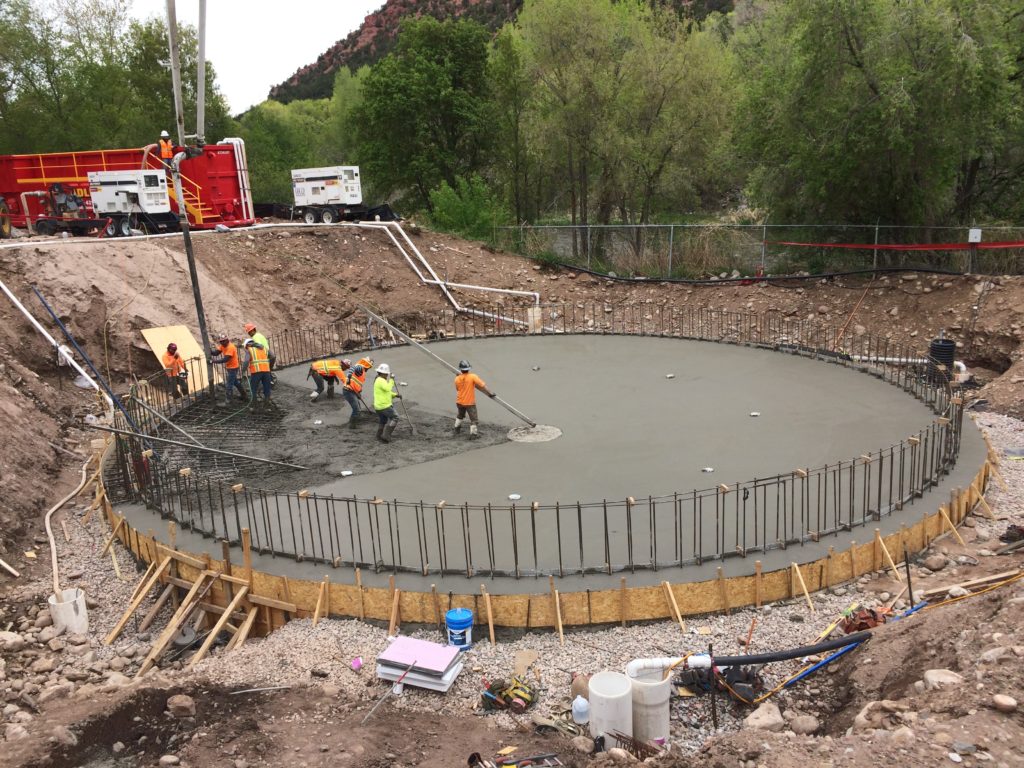 Crews work on the Carbondale Clarifier in Carbondale, CO